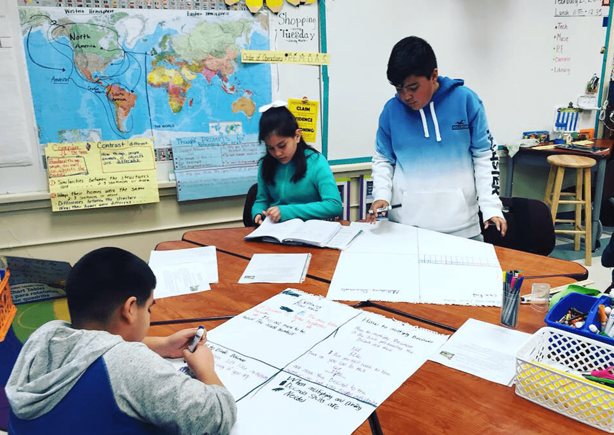 Multilingual students participate in an activity to promote deeper understanding.